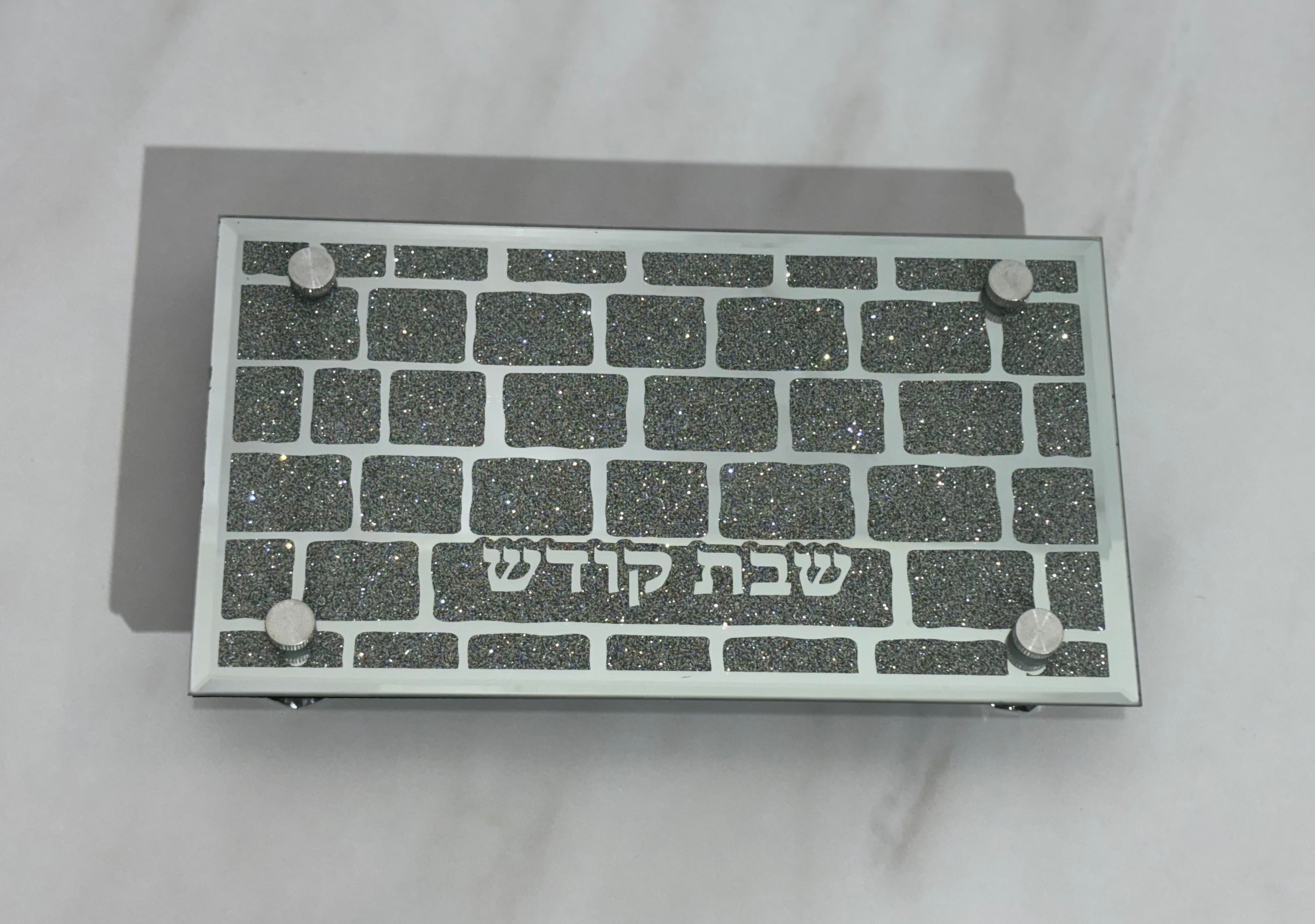 מגש זכוכית מהודר לפמוטים 25X14 ס"מ