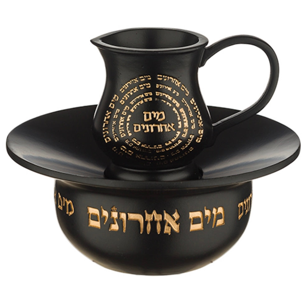 מים אחרונים פולימר מהודר שחור כיתוב זהב 12 ס"מ